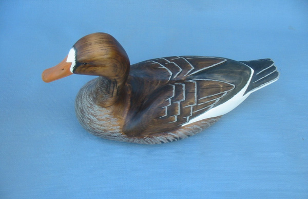 Wood Carving - Classic Handcarved White Fronted Speckle Belly Goose Decoy